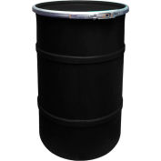 US Roto Molding 55 Gallon Plastic Drum SS-OH-55 - Open Head with Plain Lid - Lever Lock - Black