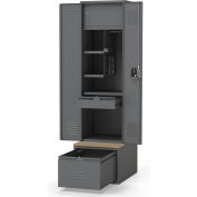 Casier de service encadré Penco® Patriot avec étagère supérieure et cloison, 24 « L x 24 » P x 90 « H, gris, tout soudé