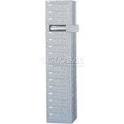 Penco® 16 Door Folded Garment Locker W/Turn Knob Locks, 16-1/2"Wx16"Dx77-1/2"H, Gray, Assembled