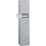 Penco® 10 Door Folded Garment Locker w / Cam Lock, 16-1/2"L x 16"P x 77-1/2"H, Gris