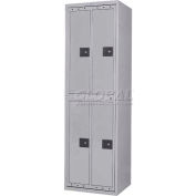 Penco LF-2/2-GRY-COM 4 Compartment, Hanging Garment Dispenser Locker, Gray w/Combo Locks