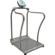 Health O Meter 2101KL Échelle de plate-forme bariatrique numérique 1000 x 0,2lb/454 x 0,1kg w/ Roues, Mains courantes