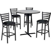 Premier Hospitality 36 » Table ronde & Tabourets W/Ladder Back, Table Grise/Sièges Noirs