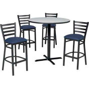 Premier Hospitality 36 » Table ronde & Tabourets W/Ladder Back, Cherry Table/Blue Seats
