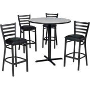 Premier Hospitality 42 » Table ronde & Tabourets W/Ladder Back, Teak Table/Black Seats