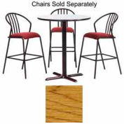 Premier Hospitality Round Bar Table w/ X-Base 24"W x 24"D x 42"H - Medium Oak