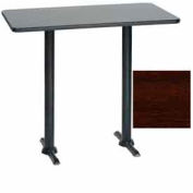 Premier Hospitality Rectangular Bar Table with T-Base 30"W x 48"D x 42"H - Figured Mahogany