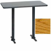 Premier Hospitality Rectangular Bar Table with T-Base 30"W x 48"D x 42"H - Teak (Med Oak)