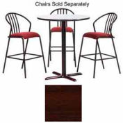 Premier Hospitality Round Bar Table w/ X-Base 48"W x 48"D x 42"H - Figured Mahogany