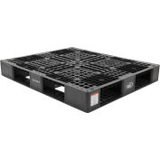 Stackable Plastic Pallet 47-3/8x39-1/2x6,6600 lb Floor & 2200 lb Fork Cap.,Black