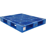 Stackable Plastic Pallet 47-3/8x39-1/2x6, 6600 lb Floor & 2200 lb Fork Cap., Blue