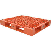 Stackable Plastic Pallet 47-3/8x39-1/2x6, 6600 lb Floor & 2200 lb Fork Cap.,Orange