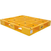 Stackable Plastic Pallet 47-3/8x39-1/2x6, 6600 lb Floor & 2200 lb Fork Cap.Yellow