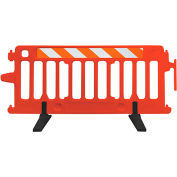Plasticade 2004-O-EGLR 6' All Plastic Crowd Control Barricade W/ Rubber Feet, Interlocking, Orange