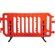 Plasticade 2007-O Easy Set Up Plastic, Walled Crowd Control Barricade W/ Steel Legs - Feet, Orange