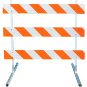 3308-HIP-LR-DRILL-KIT Type III Barricade W/ Plastic Uprights & Steel Tube Feet, HIP Striped Sheeting