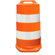 456-HD-T-34 Commander Traffic Drum, Orange, 23-1/2"W x 39-1/2"H, 4 Reflective Orange/White Stripes