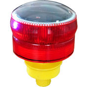 Plasticade 360 degrés Red Solar LED Airport Barricade Light, 4 Bulbs, 5"L x 3"W x 3"H