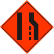 Plasticade Oralite® 36 « X 36 » Super Bright Orange Vivid Roll-Up Sign, Fusionner Symbole de gauche