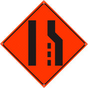 Plasticade Oralite® 36 « X 36 » Super Bright Orange Vivid Roll-Up Sign, Fusionner Symbole de gauche