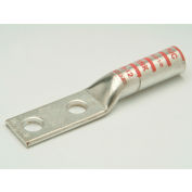 Penn-Union BBLU1D, Copper Compress. Lug, Long Barrel 2 Hole, 1 AWG, 5/16" Stud, Green - Pkg Qty 10