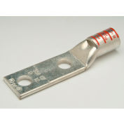 Penn-Union BLU2/0D, Cu Compress. Lug Std Barrel 2 Hole w/Inspect. Window 2/0 AWG 1/2" Stud Black - Pkg Qty 10