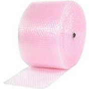 Non Perforated Anti Static Bubble Roll, 24"W x 500'L x 3/16" Thick, Pink, 2/Pack
