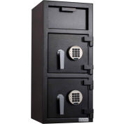 Protex FDD-3214 II Narrow Body Dual Door Depository Safe With Electronic Lock 14" x 14" x 32" Gray