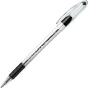 Pentel® RSVP Ballpoint Stick Pen, Fine, Clear Barrel, Black Ink, Dozen