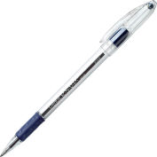 Pentel® RSVP Ballpoint Stick Pen, Fine, Clear Barrel, Blue Ink, Dozen