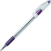 Pentel® RSVP Ballpoint Stick Pen, Fine, Clear Barrel, Violet Ink, Dozen
