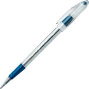Pentel® RSVP Ballpoint Stick Pen, Medium, Clear Barrel, Blue Ink, Dozen