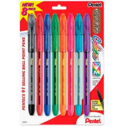Stylo à billes Pentel® RSVP, moyen, corps transparent, encres assorties
