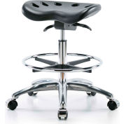Blue Ridge Ergonomics™ tracteur Style tabouret - anneau de pied chromé - noir