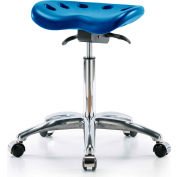 Interion® Tabouret tracteur en polyuréthane avec inclinaison du siège - Base bleue w/ Chrome