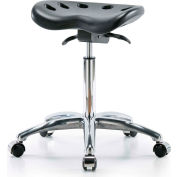 Interion® Polyurethane Tractor Stool With Seat Tilt - Black w/ Chrome Base
