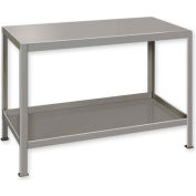 Global Industrial Stationary Machine Table W/ 2 Shelves, 30"W x 18"D, Gray