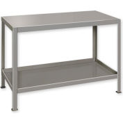Global Industrial Stationary Machine Table W/ 2 Shelves, 60"W x 24"D x 32-1/2"H, Gray