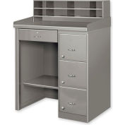 Global Industrial™ Pedestal Shop Desk W/ 4 Drawers & Shelf, 39"W x 28"D, Gray