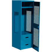 Global Industrial™ Welded Gear Locker W/2 Drawers & Perforated Door, 24"Wx18"Dx72"H, Blue