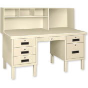 Global Industrial™ double piédestal Shop Desk W / 6 tiroirs, 60 « W x 28"D, gris