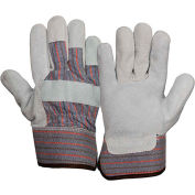 Split Cowhide Leather Palm Gloves with Rubberized Safety Cuff, Size XL
