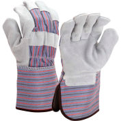 Split Cowhide Leather Palm Gloves with Rubberized Gauntlet Cuff, Size XL