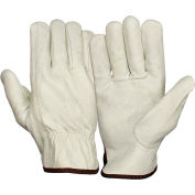 Gants de conducteur en cuir de vache de valeur avec pouce Keystone, taille grande, qté par paquet : 12