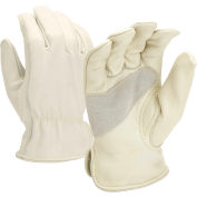 Grain Cowhide Driver Gloves with Split Palm Patch, Size Small