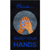 S’il vous plaît laver vos mains - Tapis de message Mat 3/8" Épais 3' x 5' Noir