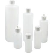 Qorpak® 4oz Natural HDPE Cylinder Dispensing Bottle w/24-410 White PE Flip Top Cap, 24PK