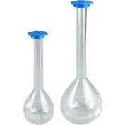 Qorpak® 100ml Clear Volumetric Flask avec White PP Stopper, Classe A, ASTM E288 Cert.