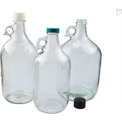 Qorpak® 64oz Clear Jug w/38-400 Black Phenolic Pulp/Aluminum Foil Cap, 6PK