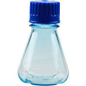 Qorpak® 125ml Clr PC Erlenmeyer Flask Baffled Base w/38-430 Blue PTFE 0,22um Vent Duo Cap-144PK